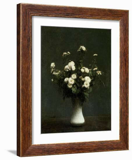 Vase of Chrysanthemums, 1871 (Oil on Canvas)-Ignace Henri Jean Fantin-Latour-Framed Giclee Print