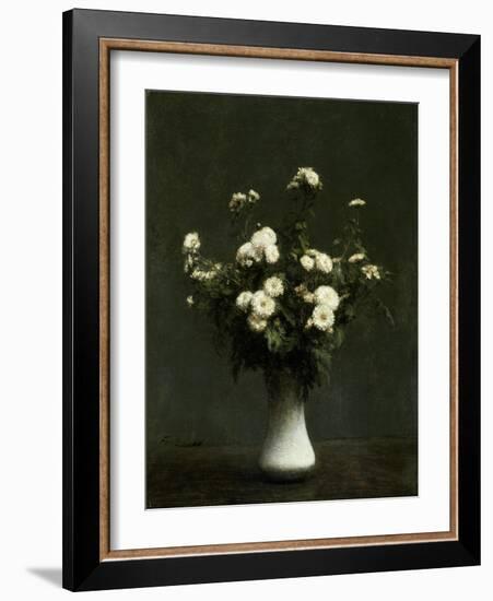 Vase of Chrysanthemums, 1871 (Oil on Canvas)-Ignace Henri Jean Fantin-Latour-Framed Giclee Print