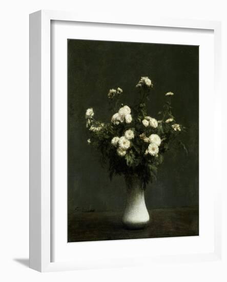 Vase of Chrysanthemums, 1871 (Oil on Canvas)-Ignace Henri Jean Fantin-Latour-Framed Giclee Print