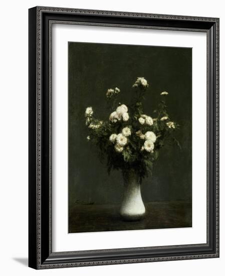 Vase of Chrysanthemums, 1871 (Oil on Canvas)-Ignace Henri Jean Fantin-Latour-Framed Giclee Print