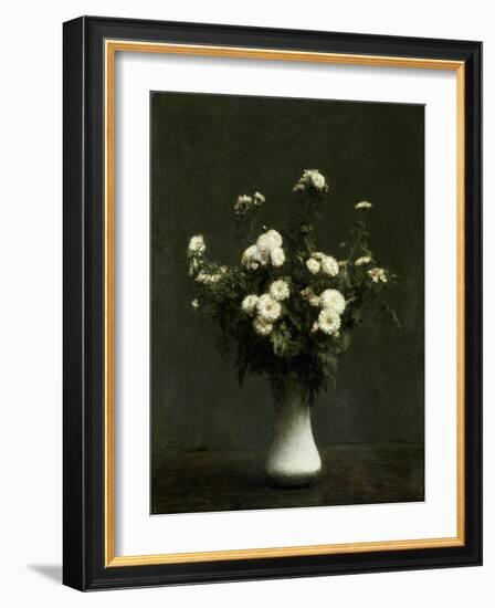 Vase of Chrysanthemums, 1871 (Oil on Canvas)-Ignace Henri Jean Fantin-Latour-Framed Giclee Print