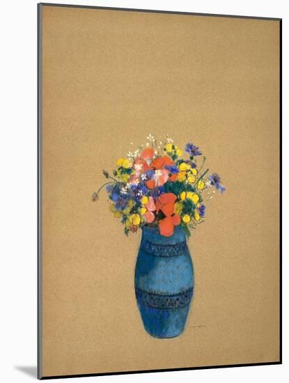 Vase of Flowers, 1909-10 (Pastel on Paper)-Odilon Redon-Mounted Giclee Print