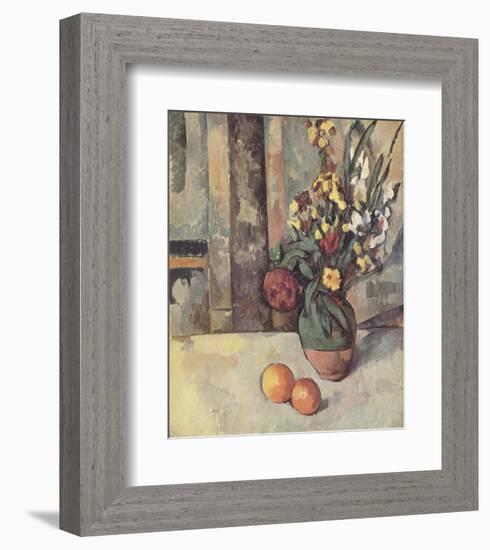 Vase of Flowers and Apples-Paul Cezanne-Framed Collectable Print