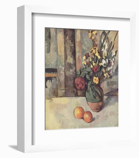 Vase of Flowers and Apples-Paul Cezanne-Framed Collectable Print