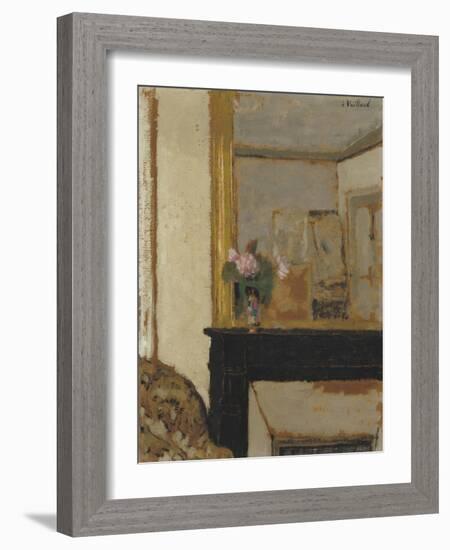 Vase of Flowers on a Mantelpiece, c.1900-Edouard Vuillard-Framed Giclee Print