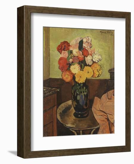 Vase of Flowers on a Round Table-Suzanne Valadon-Framed Giclee Print