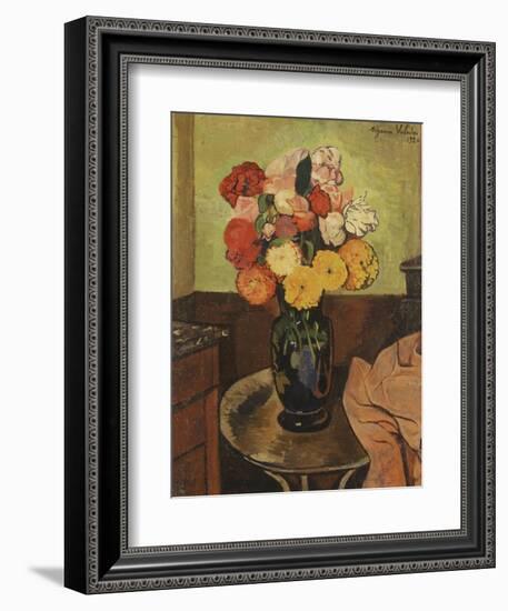 Vase of Flowers on a Round Table-Suzanne Valadon-Framed Giclee Print