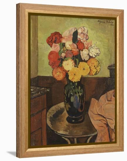 Vase of Flowers on a Round Table-Suzanne Valadon-Framed Premier Image Canvas