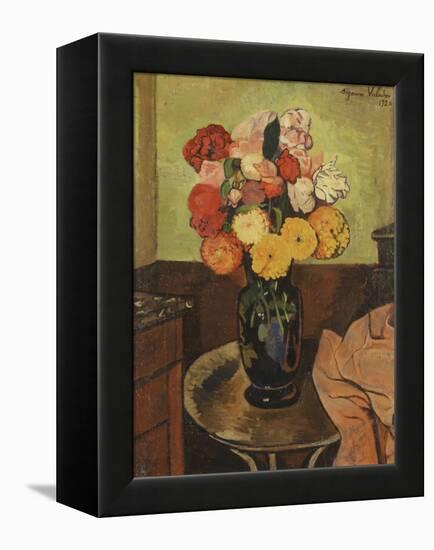Vase of Flowers on a Round Table-Suzanne Valadon-Framed Premier Image Canvas
