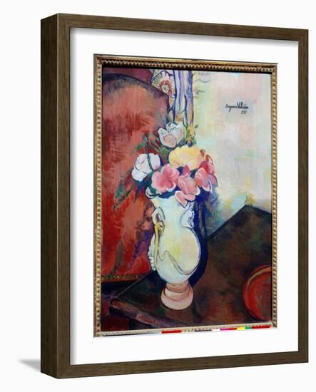Vase of Flowers. Painting by Suzanne Valadon (1865-1938), 1938. Lyon, Musee Des Beaux Arts. - Vase-Suzanne Valadon-Framed Giclee Print