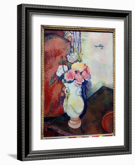 Vase of Flowers. Painting by Suzanne Valadon (1865-1938), 1938. Lyon, Musee Des Beaux Arts. - Vase-Suzanne Valadon-Framed Giclee Print