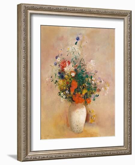 Vase of Flowers (Pink Background), c.1906-Odilon Redon-Framed Giclee Print