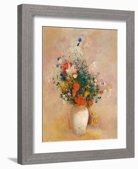 Vase of Flowers (Pink Background), c.1906-Odilon Redon-Framed Giclee Print