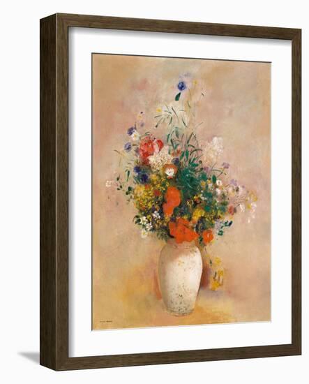 Vase of Flowers (Pink Background), c.1906-Odilon Redon-Framed Giclee Print