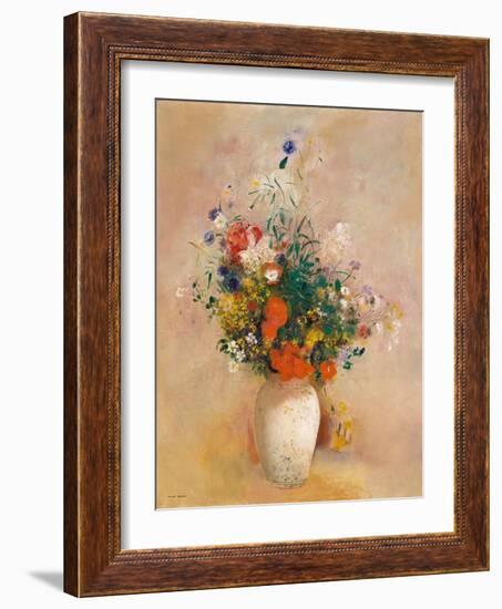 Vase of Flowers (Pink Background), c.1906-Odilon Redon-Framed Giclee Print