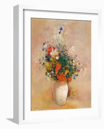 Vase of Flowers (Pink Background), c.1906-Odilon Redon-Framed Giclee Print