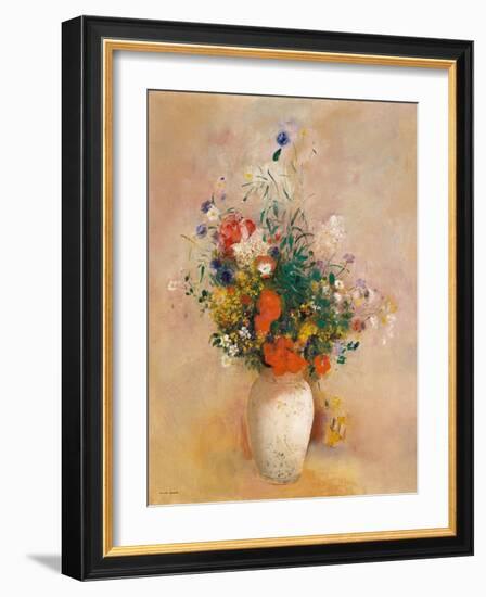 Vase of Flowers (Pink Background), c.1906-Odilon Redon-Framed Giclee Print