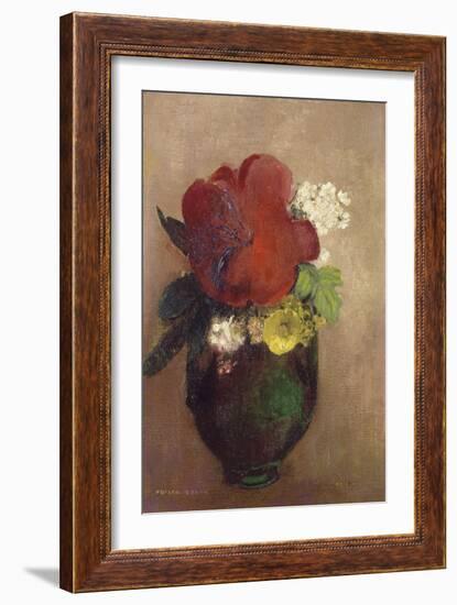 Vase of Flowers, Red Poppy-Odilon Redon-Framed Giclee Print