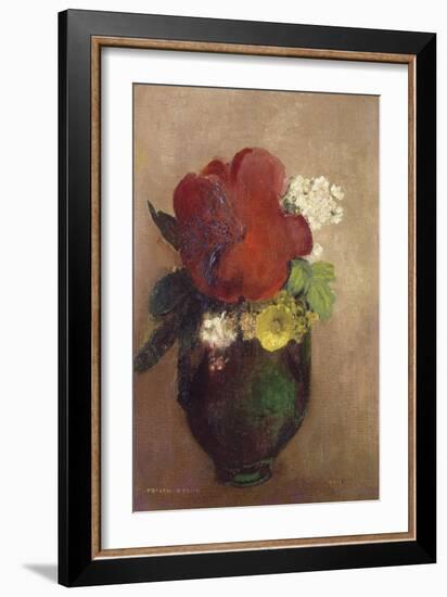 Vase of Flowers, Red Poppy-Odilon Redon-Framed Giclee Print