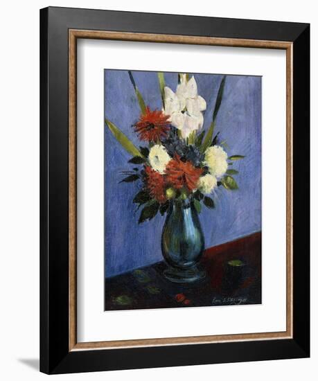 Vase of Flowers with Gladiola and Dahlias; Blumenvase Mit Gladiolen Und Dahlien-Oskar Schlemmer-Framed Giclee Print