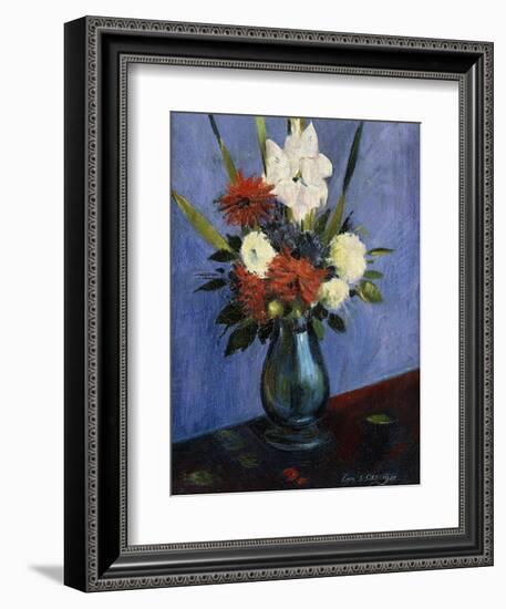 Vase of Flowers with Gladiola and Dahlias; Blumenvase Mit Gladiolen Und Dahlien-Oskar Schlemmer-Framed Giclee Print