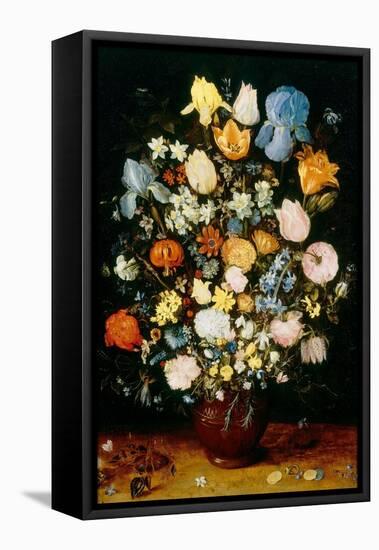 Vase of Flowers, with Irises-Jan the Elder Brueghel-Framed Premier Image Canvas