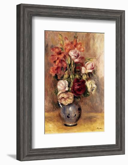 Vase of Gladiolas and Roses-Pierre-Auguste Renoir-Framed Premium Giclee Print