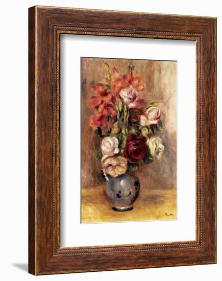 Vase of Gladiolas and Roses-Pierre-Auguste Renoir-Framed Premium Giclee Print