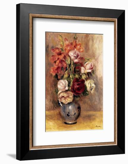 Vase of Gladiolas and Roses-Pierre-Auguste Renoir-Framed Premium Giclee Print