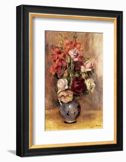 Vase of Gladiolas and Roses-Pierre-Auguste Renoir-Framed Premium Giclee Print