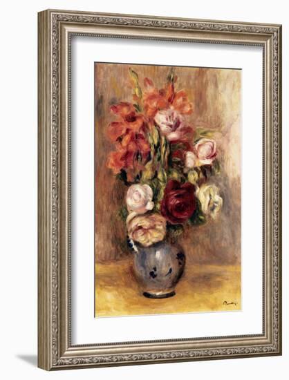 Vase of Gladiolas and Roses-Pierre-Auguste Renoir-Framed Premium Giclee Print