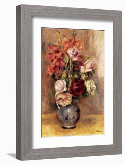 Vase of Gladiolas and Roses-Pierre-Auguste Renoir-Framed Premium Giclee Print