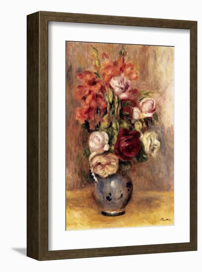 Vase of Gladiolas and Roses-Pierre-Auguste Renoir-Framed Premium Giclee Print