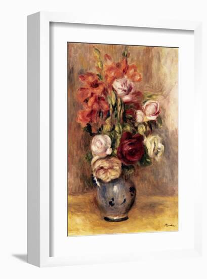 Vase of Gladiolas and Roses-Pierre-Auguste Renoir-Framed Premium Giclee Print