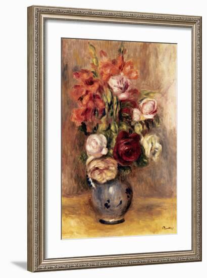 Vase of Gladiolas and Roses-Pierre-Auguste Renoir-Framed Premium Giclee Print