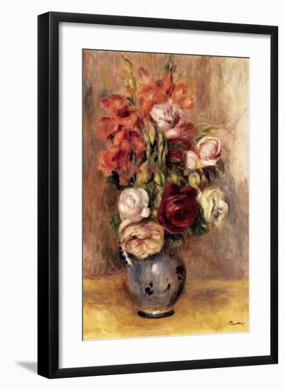 Vase of Gladiolas and Roses-Pierre-Auguste Renoir-Framed Premium Giclee Print