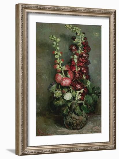 Vase of Hollyhocks, 1886-Vincent van Gogh-Framed Giclee Print