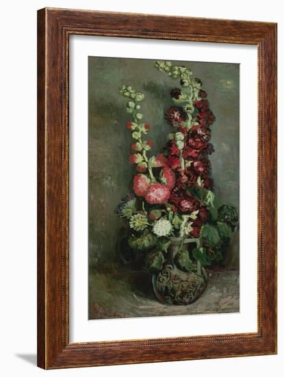 Vase of Hollyhocks, 1886-Vincent van Gogh-Framed Giclee Print