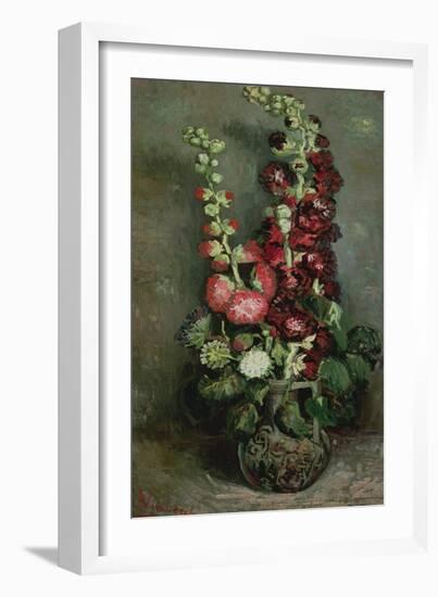 Vase of Hollyhocks, 1886-Vincent van Gogh-Framed Giclee Print