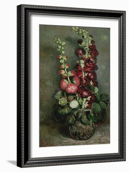 Vase of Hollyhocks, 1886-Vincent van Gogh-Framed Giclee Print