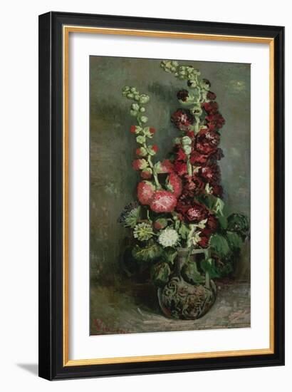 Vase of Hollyhocks, 1886-Vincent van Gogh-Framed Giclee Print