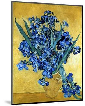 Vase of Irises Against a Yellow Background, c.1890-Vincent van Gogh-Mounted Premium Giclee Print