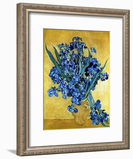 Vase of Irises Against a Yellow Background, c.1890-Vincent van Gogh-Framed Giclee Print