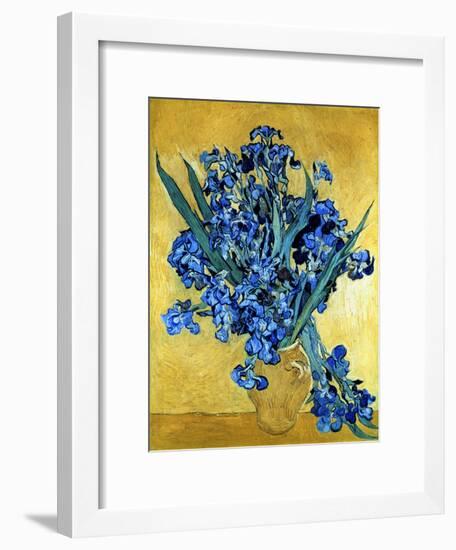 Vase of Irises Against a Yellow Background, c.1890-Vincent van Gogh-Framed Giclee Print