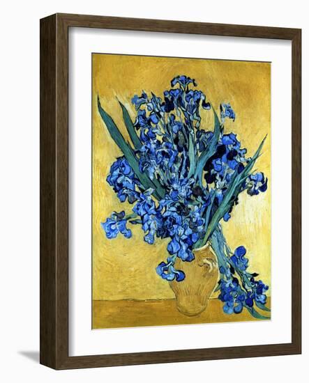 Vase of Irises Against a Yellow Background, c.1890-Vincent van Gogh-Framed Giclee Print