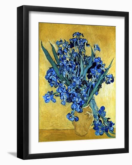 Vase of Irises Against a Yellow Background, c.1890-Vincent van Gogh-Framed Giclee Print