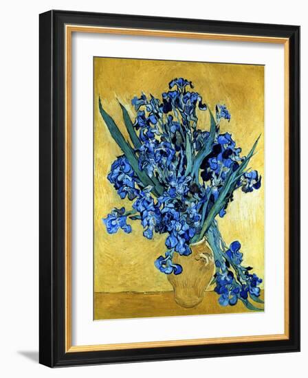 Vase of Irises Against a Yellow Background, c.1890-Vincent van Gogh-Framed Giclee Print