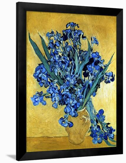 Vase of Irises Against a Yellow Background, c.1890-Vincent van Gogh-Framed Giclee Print