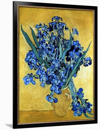 Vase of Irises Against a Yellow Background, c.1890-Vincent van Gogh-Framed Giclee Print