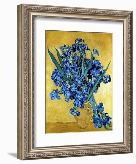 Vase of Irises Against a Yellow Background, c.1890-Vincent van Gogh-Framed Giclee Print